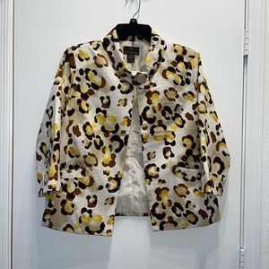 Fenn Wright Manson Womens Size Med Blazer Yellow Brown Gorgeous Silk Blend
